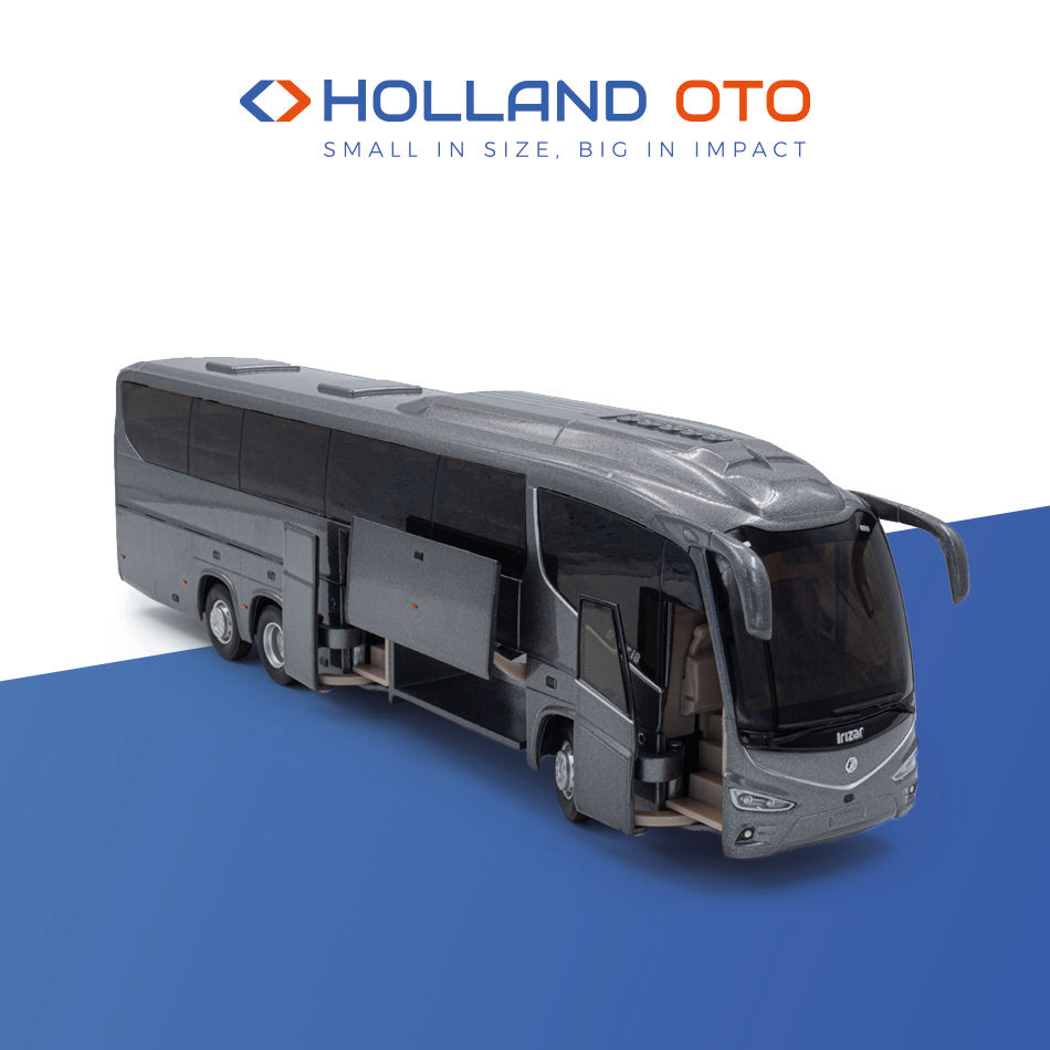Miniatuur bus van het merk Holland Oto op een wit/blauwe achtergrond.