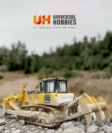 Landschap met een constructie schaalmodel van komatsu.