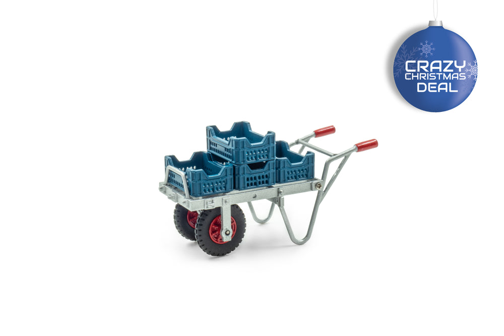 miniatuur Kruiwagen met 4 aspergekratten in schaal 1:32 van het merk Universal Hobbies