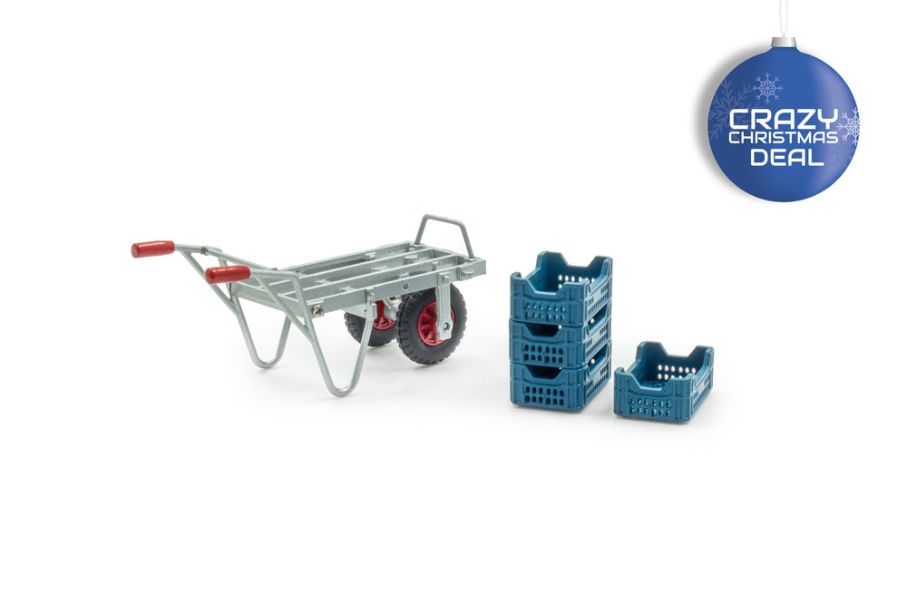 miniatuur Kruiwagen met 4 aspergekratten in schaal 1:32 van het merk Universal Hobbies