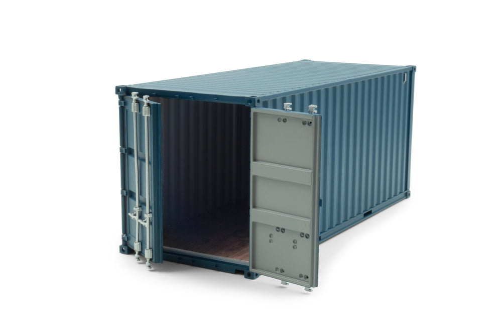 Blauwe 12 feet miniatuur container in schaal 1:32.