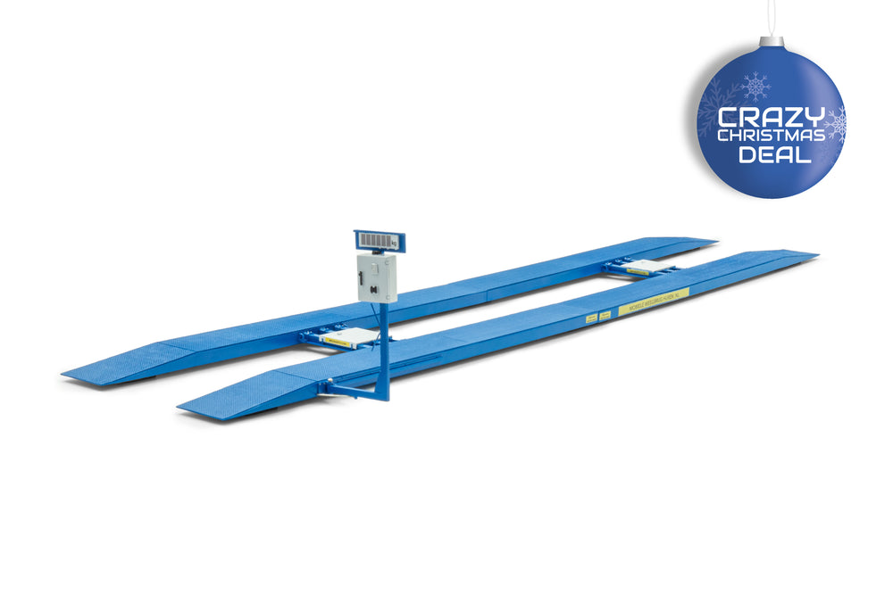 Blauwe miniatuur weegbrug in schaal 1:32 van het merk welvaarts, geproduceerd door Holland Oto 