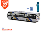 Holland Oto miniatuurbus van de VDL Ambassador in de wit-blauwe Hermes huisstijl, lijn 54 richting Maastricht, schaal 1:87. Hop exclusives model van 50 stuks